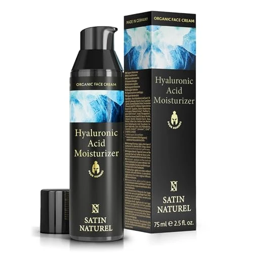 Satin Naturel Gezichtscrème voor Mannen 75 ml – Bio Aloe Vera & Hyaluronzuur – Hydraterende Anti-Aging Crème voor Alle Huidtypen – Met Arganolie & Squalaan – Vegan & Natuurcosmetica