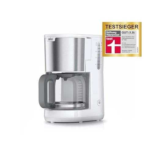 Tijdelijke aanbieding: Braun PurShine KF1500WH, Koffiezetapparaat met OptiBrew Systeem, AntiDrup, Auto-off, 10 Kops AromaCarafe, 1000W, Wit van 39.00 EUR naar 39.00 EUR (korting 0%)