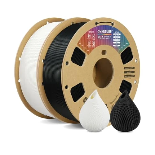 Oferta limitada: OVERTURE Filamento PLA 1.75mm, Perfectamente Enrollado para Impresora 3D, Carrete de 2kg (4.4lbs), Precisión +/- 0.02 mm, Compatible con la Mayoría de Impresoras FDM 3D (Negro*1+Blanco*1) de 25.99 EUR a 25.99 EUR (ahorro 0%)