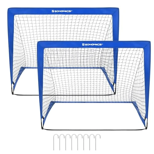 Limited-time offer: SONGMICS 2 Pack Kids Football Cage, Foldable Football Net Quick Set for Garden, Classes, Fiberglass Frame, Oxford Fabric and Polyester, Blue SZQ122Q02 from 32.99 £ to 27.99 £ (save 15%)
