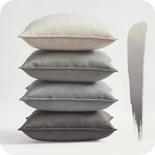 Offerta a tempo: Topfinel Federe Cuscini in Velluto per Divano Grigio 50x50 Set 4 Pezzi Copricuscini Quadrati Elegante Decorativa per Salotto Moderno Cuscino Cerniera Invisibile per Camera da Letto - 42% da 26.99 € a 15.56 €