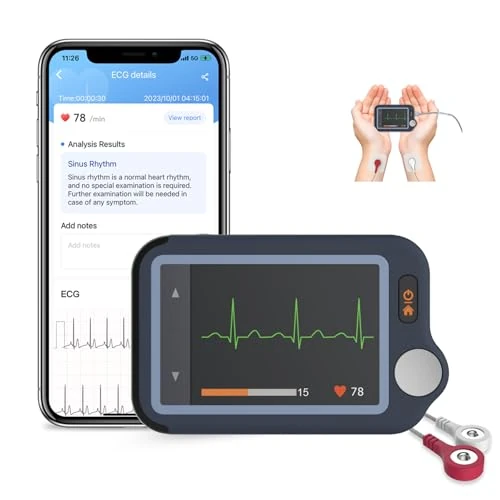 Oferta limitada: CheckMe Plus Dispositivo Portátil de ECG para Uso Doméstico, Análisis de ECG, 30s 60s 5 min Monitor de ECG Bluetooth con Visualización en Tiempo Real, Memoria Ilimitada (Smartphone y PC) de 149.99 € a 119.99 € (ahorro 20%)