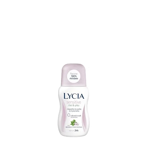 Lycia, Sensitive Me and You Déodorant Roll On sans sels d'aluminium ni alcool, parfum frais à base de mélisse et de fleurs d'eau, efficace jusqu'à 48 h, anti-taches, 50 ml