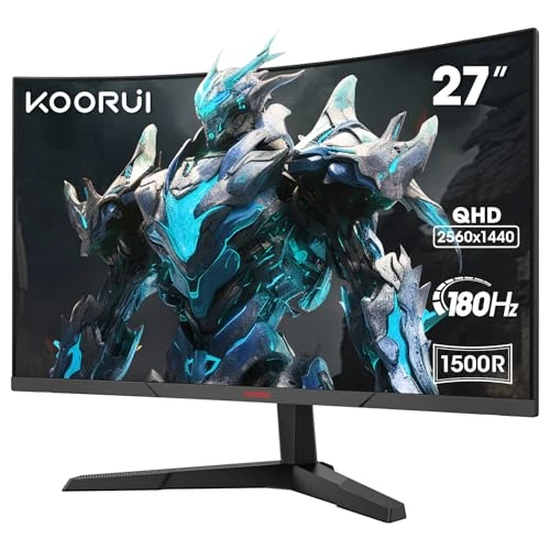 Offerta a tempo: KOORUI Monitor Gaming 27 Pollici, Curvo 1500R 2560X1440 (QHD), 180HZ 1ms Mornitor, DCI-P3 90%, Pannello ultra Sottile, Inclinazione Regolabile, Supporta HDMI/DP — 30% da 209,99 € a 147,99 €