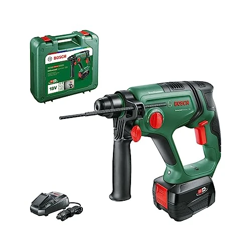 Offerta a tempo: Bosch Martello perforatore a batteria UniversalHammer 18V (1 batteria da 4,0 Ah, 18 Volt System; foratura/foratura a percussione/scalpellatura; potenza del colpo da 2,0 J, SDS Plus) - 49% da 229.99 € a 116.49 €