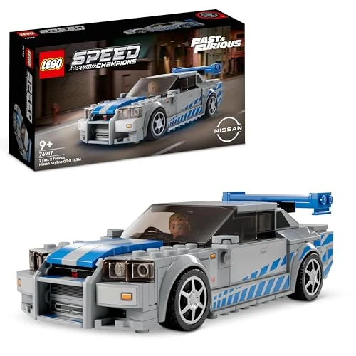 LEGO Speed Champions Nissan Skyline GT-R (R34) de 2 Fast 2 Furious, Maqueta de Coche Juguete para Construir, Minifigura de Brian O'Conner, Set 2023, Regalo para Niños y Niñas de 9 Años o Más 76917