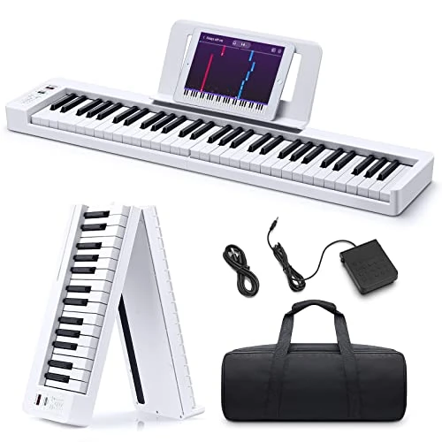 Offerta a tempo: Donner DP-06 Pianoforte Pieghevole, Pianoforte Digitale per Principianti con Tastiera Semi-Pesata Full Size a 61 Tasti, Pianoforte Elettrico Portatile Bluetooth con Borsa per Pianoforte - 29% da 129.00 € a 91.15 €