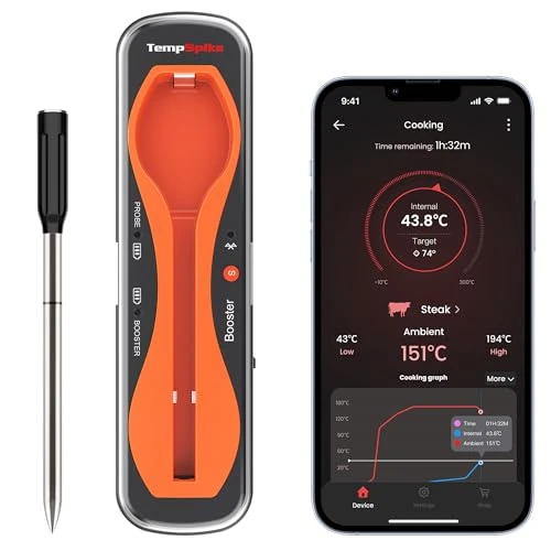 Tijdelijke aanbieding: ThermoPro TempPro 150 m, intelligente vleesthermometer, draadloos, keukenthermometer, bluetooth, voor grillen en airfryer, thermometer, draadloos koken voor barbecue, oven, rookoven van 79.00 € naar 79.00 € (0.00% korting)