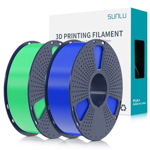 Offerta a tempo: SUNLU Filamento PLA+ 1.75 mm per Stampante 3D e Penne 3D, Filamento PLA Plus 2KG,Neatly Wound, Precisione di Tolleranza del Filamento +/- 0.02 mm (Blu+Verde) - 85.7% da 136.99 € a 19.59 €