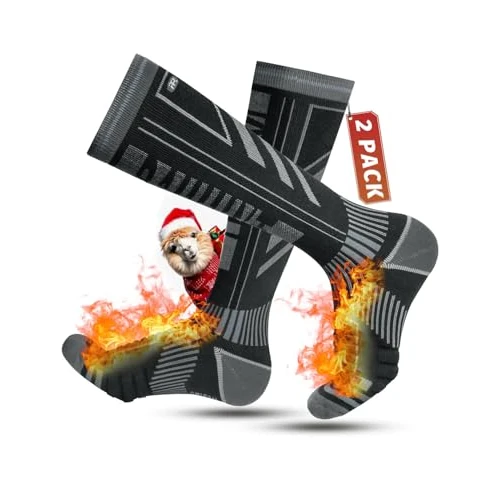 Calze Sci Calzini Termiche in Lana Merino Calze Invernali Lunghe Pesanti Calze Da Sci Snowboard a Compressione, Traspiranti, Ad Asciugatura Rapida, Per Uomo, Donna 2 Paia Taglia 35-51