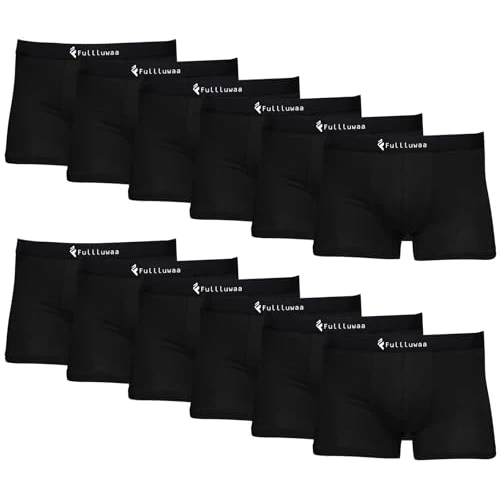 Fullluwaa Men's Boxers Shorts 12-Pack - Premium Cotton Blend, Tagless Comfort Men's Underwear, Boxers for Men