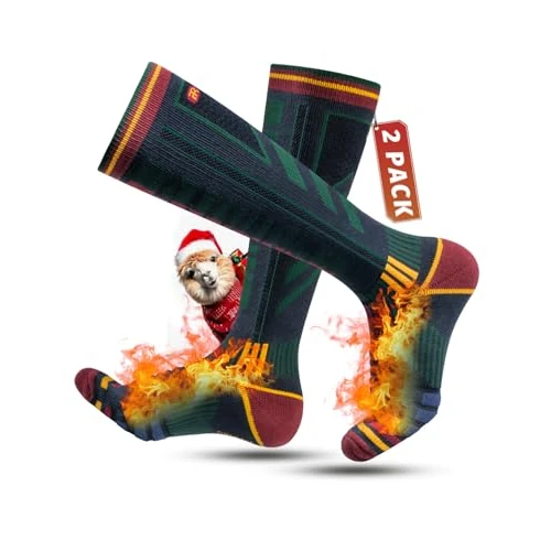 Rahhint Skisocken aus Merinowolle Thermosocken Wintersocken Warme Dicke Kniestrümpfe Kompressions Snowboardsocken, Kniehohe,für Herren und Damen, Größe 35-51，2 Paar