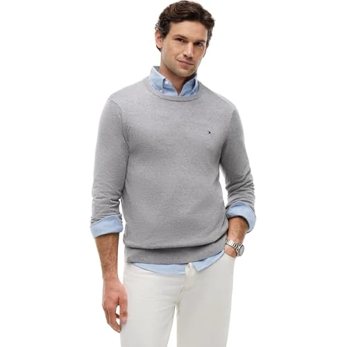 Oferta limitowana: Tommy Hilfiger Męski sweter Essential Cotton Crew Neck MW0MW14748, szary, XS, Szary (średni szary wrzos), XS z 295.29 zł na 295.29 zł (oszczędź 0.00%)