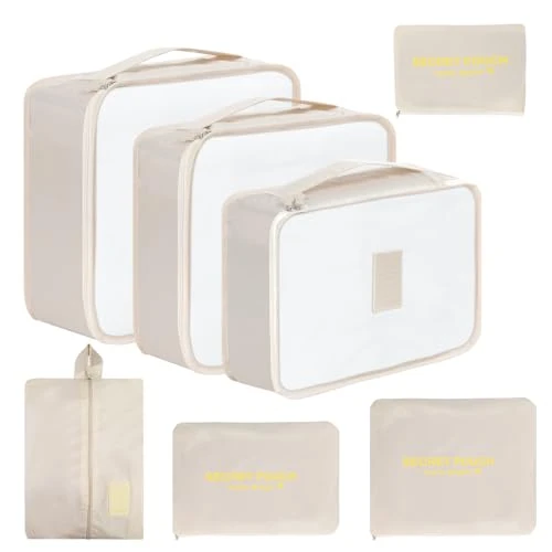 Romon Suitcase Organiser Set, 7 Pieces Packing Cubes Waterproof Travel Organiser Clothes Bags Shoe Bag Cosmetic Bag Suitcase Organiser Packing Bags Set