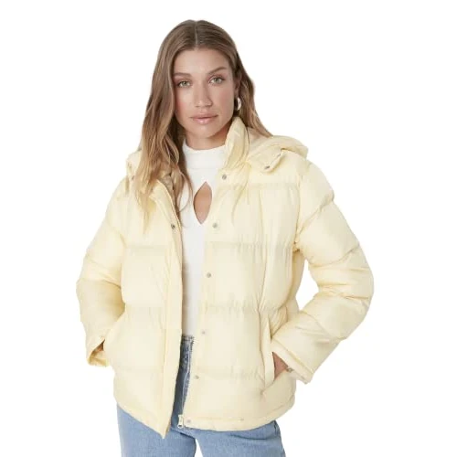 Offerta a tempo: Trendyol Giacca Invernale Oversize con Cappuccio Tinta Unita Cappotto, Giallo, S Donna - 0.00% da 50.42 € a 50.42 €