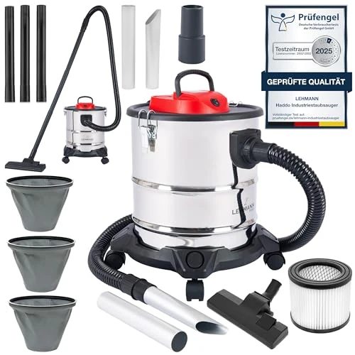 Offre limitée : LEHMANN Haddo Aspirateur Industriel 2000W | Aspirateur à Cendre pour cheminée avec Double système Filtration | Sec Humide avec réservoir 20 L en Acier Inoxydable | Fonction souffleur, Argenté de 47.49 € à 44.99 € (5% de remise)