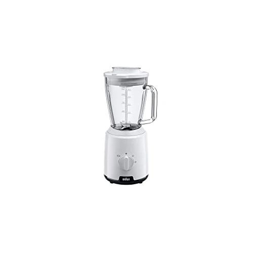 Offerta a tempo: Braun PowerBlender 1 - Frullatore con caraffa triangolare singola in vetro, 2 velocità, funzione di frantumazione del ghiaccio, JB1050WH, 600 W, bianco - 27% da 49.06 € a 35.90 €