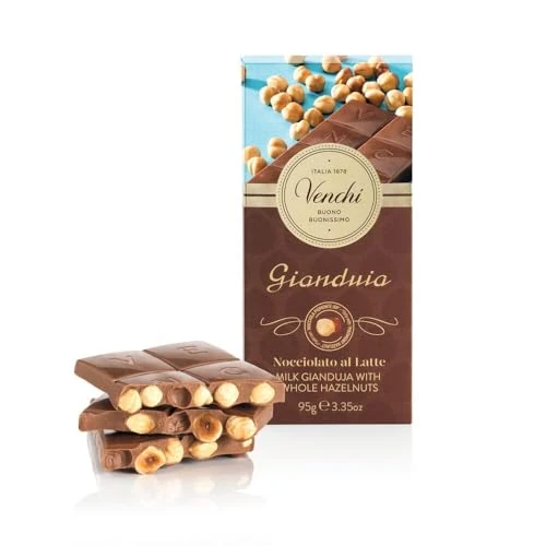Venchi - Nocciolata Gianduia Milchschokoladentafel, 95 g, mit ganzer "Piemont-Haselnüss", Glutenfrei, Ohne Farbstoffe und Ohne Konservierungsstoffe