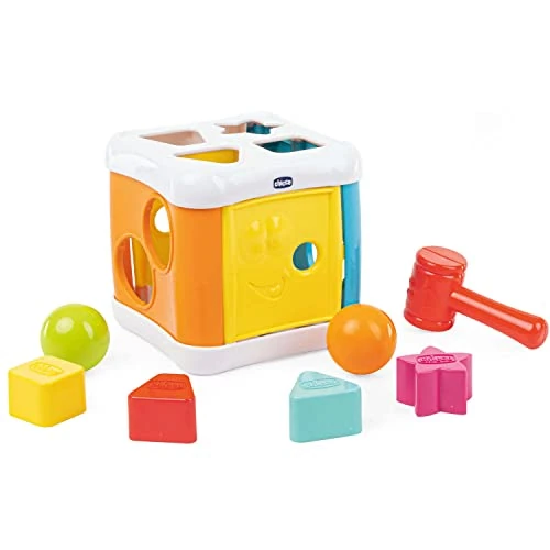 Limited-time offer: Chicco 2 in 1 Cube and Hammer Shapes for Children with 4 Geometric Shapes, 2 Balls and Hammer Toy, Multiactivity Cube - Educational Games 10 Months - 3 Years from 16.31 GBP to 16.31 GBP (save 0%)