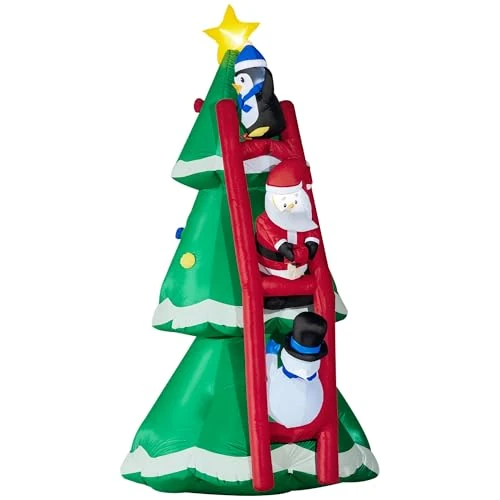 Offerta a tempo: Outsunny Albero di Natale Gonfiabile 247cm con Babbo Natale e Luci LED, Decorazione Natalizia da Esterno e Interno con Gonfiatore Incluso - 64% da 77.95 € a 27.80 €