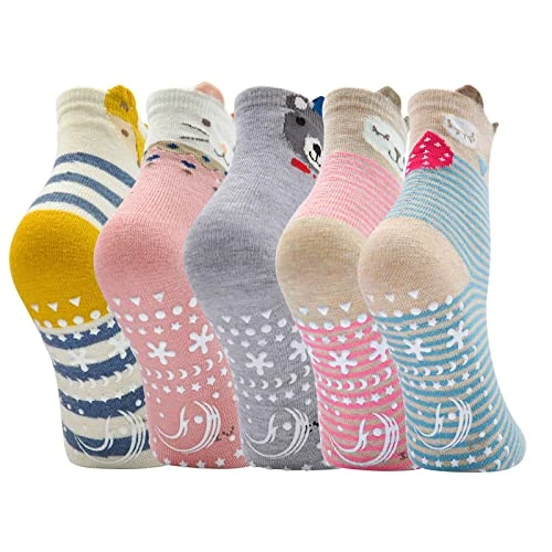 Offerta a tempo: ZFSOCK Calzini Antiscivolo Bambina Calze: Bambino Divertenti Fantasia Colorati Bambini Cotone Calze Corti a Strisce Righe Cartoni Animati Animale Compleanno Natale Idee Regalo 5 Paia 2-4 Anni 23-26 - 0.00% da 14.98 € a 14.98 €