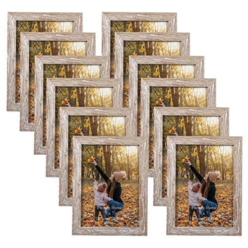 Offerta a tempo: EXYGLO Portafoto da Parete e da Tavolo, Cornice per Foto 13x18, Cornice Rustico, Decorazione per la Casa, Azienda, Scuola, Contengono 12 Cornici in uno set - 0.00% da 34.99 € a 34.99 €