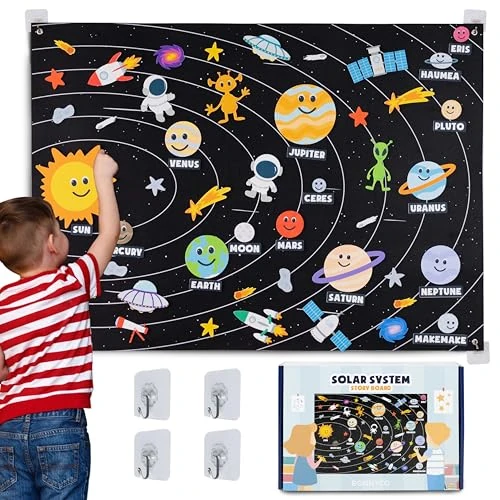 Offerta a tempo: Sistema Solare per Bambini con 61 Figure in Feltro - BONNYCO | Pianeti Sistema Solare Bambini, Giochi Bambino Bambina 3 4 5 6 7 8 Anni | Planetario Giochi Educativi Montessori Regalo Giocattoli Natale — 39% da 28,00 € a 16,99 €