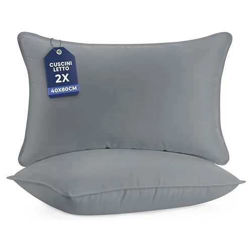 Utopia Bedding Pillow (Lot de 2), 40 x 80 cm, Oreiller de Sommeil, Coussin Respirant et Doux (Gris)