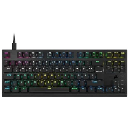 Corsair K60 PRO TKL RGB Tenkeyless Optisch-Mechanische Kabelgebundene Gaming-Tastatur - OPX Linear-Schalter - Polycarbonat-Tastenkappen - iCUE-Kompatibel - QWERTZ DE - PC, Mac, Xbox - Schwarz