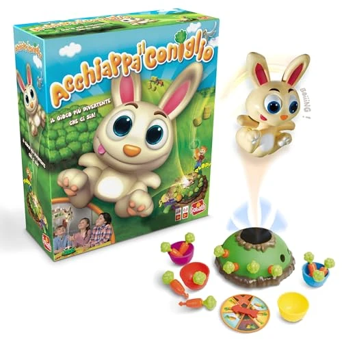 Rabbit Catcher - Jeu de société - A partir de 4 Ans - Jeu d'action avec Lapin Et Carotte -Stimule Les Réflexes - Version Italienne