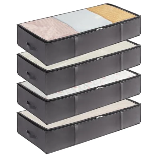 Oferta limitada: Lifewit 4 Piezas 90L Bolsas almacenaje ropa debajo de la Cama, Cajas almacenaje de Gran Capacidad con Asa Reforzada, cajas organizadoras plegables para Mantas, Ropa, Gris de 23.99 EUR a 21.99 EUR (ahorro 8%)