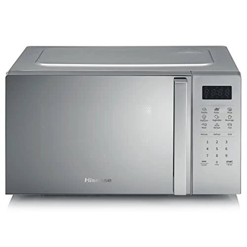 Hisense H20MOMS4HG Microwave Oven with Electronic Control, 20 L Capacity, 700 W Grill, Power 800 W, LED Display, Touch Control, Barbecue Function, Silver