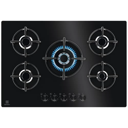 Hob 5 Gas Burners 75 cm Black Glass EGG75372K