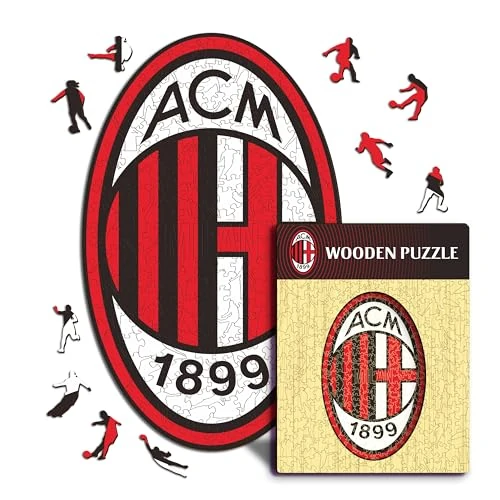 Iconic Puzzles, Milan Logo, Official Product, Wooden Puzzle for Adults and Children, 100% Sustainable Wood, Size L 500 Pieces