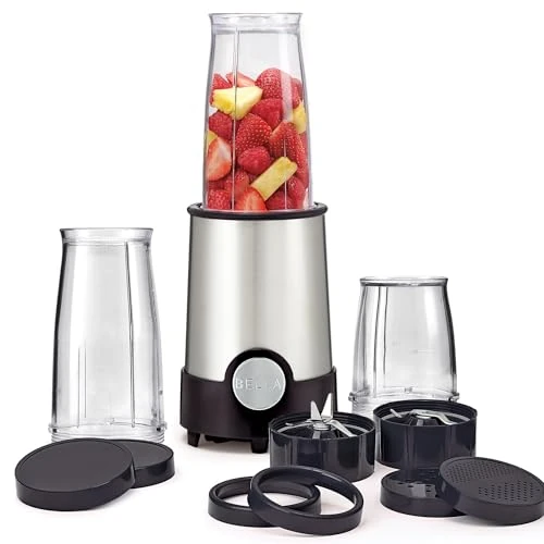 Offerta a tempo: bella Mini Frullatore Elettrico Portatile Rocket in Acciaio Inossidabile, Set da 12 Pezzi, Mixer e Tritatutto per Smoothies, Frullati e Salse, 240 Watt, Nero - 0.00% da 32.62 € a 32.62 €