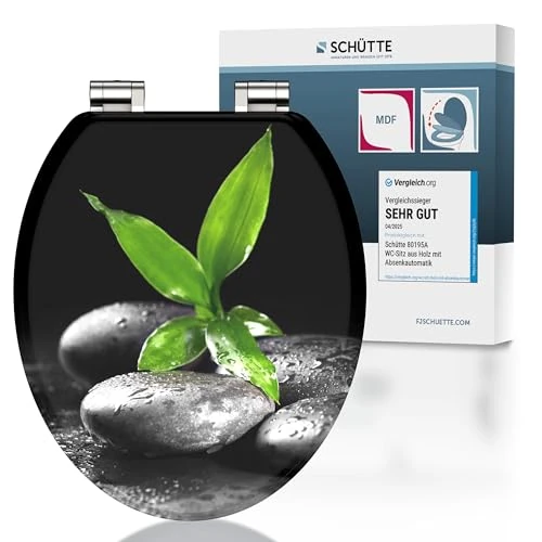 Offerta a tempo: SCHÜTTE Tavoletta WC chiusura ammortizzata legno | Copriwater universali globo | Coperchio Water MDF | Sedile WC Universale | Asse Water | Fino a 250 kg | DARK STONES - 0.00% da 108.21 € a 108.21 €
