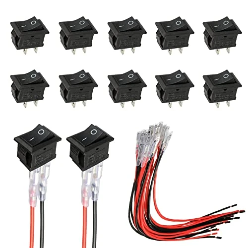 Offerta a tempo: HUAREW Mini interruttore a bilanciere T85 KCD1-101 Interruttore a bilanciere SPST a 2 pin con cablaggio nero (10 pezzi) - 0.00% da 9.99 € a 9.99 €