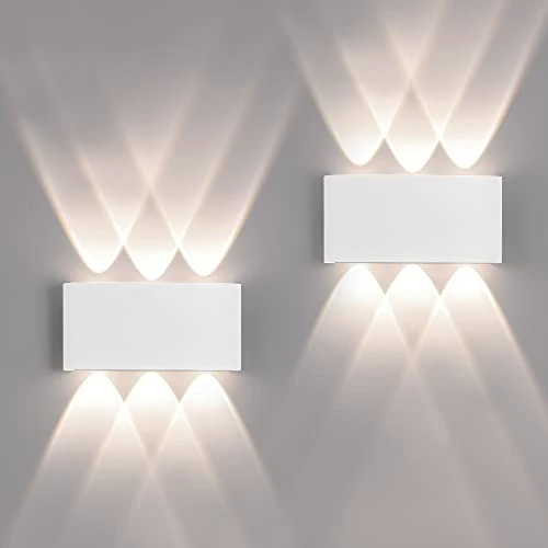 Tijdelijke aanbieding: 2 stuks wandlampen voor buiten/binnen, led-wandlamp voor buiten, 12 W, 1200 lm, wandverlichting, omhoog en downlight, IP65 waterdichte buitenlamp, aluminium schijnwerper, wandlampen (wit 4500 K van 38.99 € naar 38.99 € (0.00% kortin