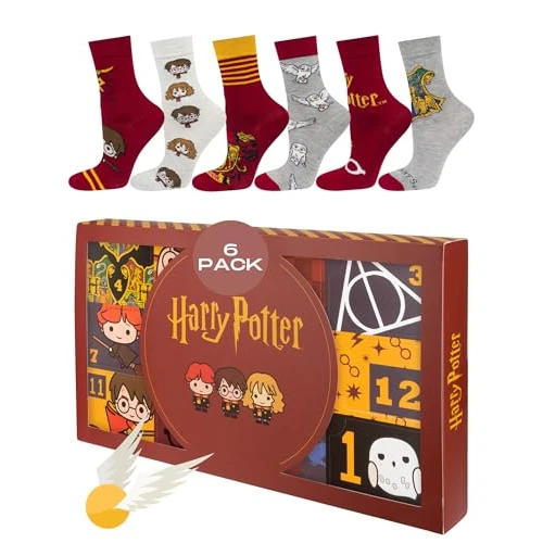 Offre limitee: Wizarding World Harry Potter Chaussettes Homme Fantaisie Cadeau Femme Drole Coton Chaussette 35-40 Pop! 6 Paires de 30.99 EUR a 24.99 EUR (economie 19%)