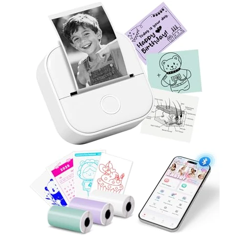 Offerta a tempo: Mini Stampante Portatile - T02 Mini Photo Printer con 3 Rotoli di Carta - 33% da 44.99 € a 29.99 €