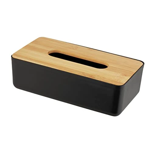 Zeitlich begrenztes Angebot: WENKO Kosmetiktuchbox Mod. Rotello, Box für Kosmetiktücher oder Taschentücher, Deckel aus Bambus, 24 x 7,5 x 12,7 cm, Schwarz/Natur von 11.99 € auf 8.49 € (29% Rabatt)