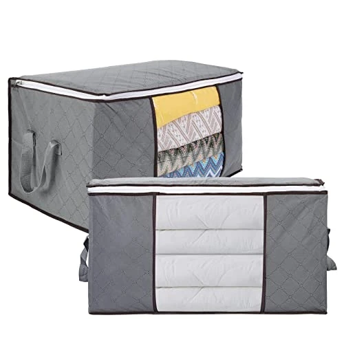 Oferta limitada: AiQInu Cajas Almacenaje Ropa, 2PCS 90L Plegable Bolsa Almacenamiento de Ropa de Gran Capacidad, Bolsas para Guardar Ropa con asa reforzada para Edredones, Ropa de Cama, 60x44x35CM de 11.99 EUR a 11.39 EUR (ahorro 5%)