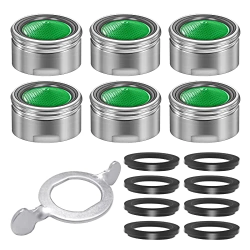 Offerta a tempo: QEIHITYO Aeratore Rubinetto,6 Pcs Filtri Rubinetti Lavandino M24 di Alta Qualità in Ottone Placcato in Cromo,Risparmio Idrico Antispruzzo Filtro Rubinetto con 8 Guarnizioni e 1 Chiave Cromata - 0.00% da 6.99 € a 6.99 €
