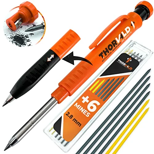 Limited-time offer: THORVALD Pro Carpenters Pencil Set [+ 7 Leads + Lead Sharpener + Easy-Write Grip] For Carpenter Handyman DIY for Drawing Writing Tracing on Wood Metal Concrete Tile from 23.72 £ to 23.72 £ (save 0.0%)