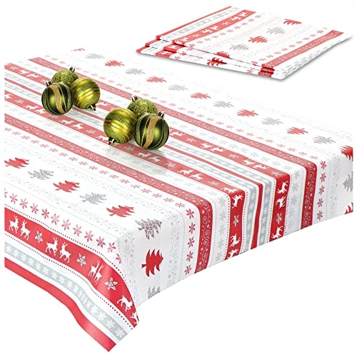 Offerta a tempo: com-four® 4x tovaglia con motivo natalizio - tovaglia lavabile ca. 80 x 80 cm - set di tovaglie con motivo natalizio - tovagliato festivo per tavola (4 pezzi - design natalizio 2) - 16% da 10.99 € a 9.23 €