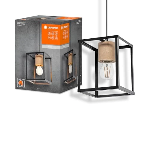 LEDVANCE Decor Nairobi Pendant Light, Black, with E27 Base for Easy lamp Replacement, can be Fitted with a Normal or Smart lamp, IP20 Protection