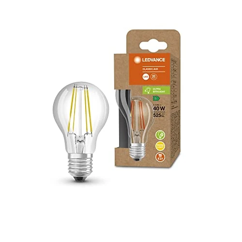 LEDVANCE LED Energy Saving lamp, Glass Filament Bulb, E27, Warm White (3000K), 2.5 watts, Replaces 40W Bulb, Highly efficient and Energy-Saving, Pack of 1