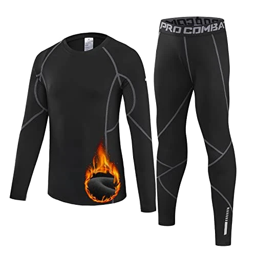 Leeboom sous-vêtements Thermiques pour Enfants Ensemble de sous-Vêtements Rapide Fonctionnel De sous-vêtement Thermiques pour Garçon et Fille - pour Le Ski et Football