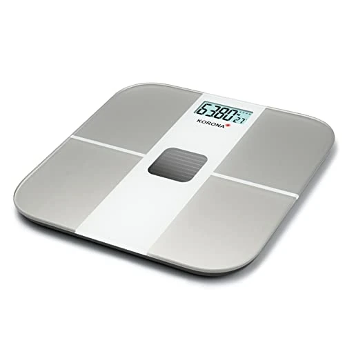 Korona Alina 73165 Balance solaire sans piles, génère de l'énergie grâce au panneau solaire, durable, élégante en verre, capacité de charge 180 kg, graduation 100 g, verre de sécurité