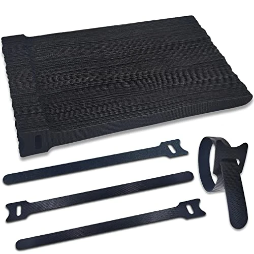 Offerta a tempo: 100 pezzi Fascette Cavi, 200 x 12 mm Fascette Riutilizzabili Nylon Nero Regolabili con Gancio e Anello, Fascette per Cavi, Cable Management, Organizer - 9% da 10.99 € a 9.99 €